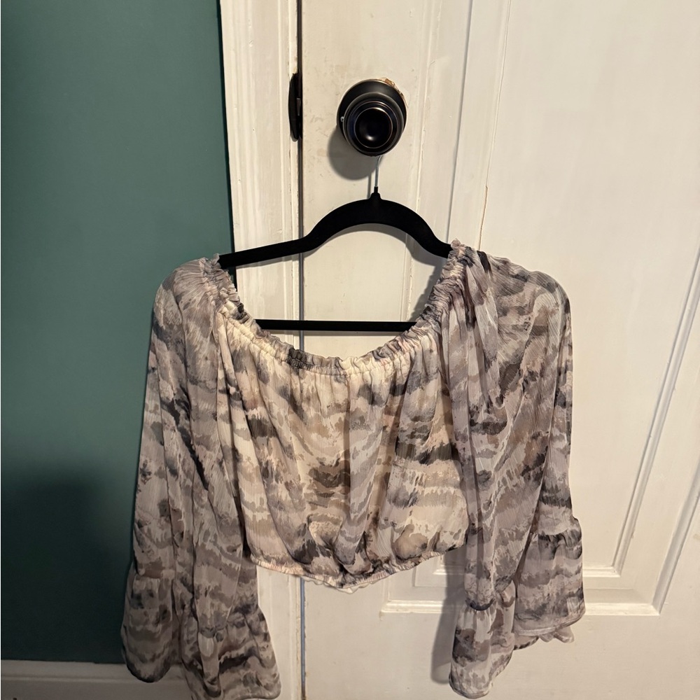 Elegant Gray and purple Patterned Women's Top
